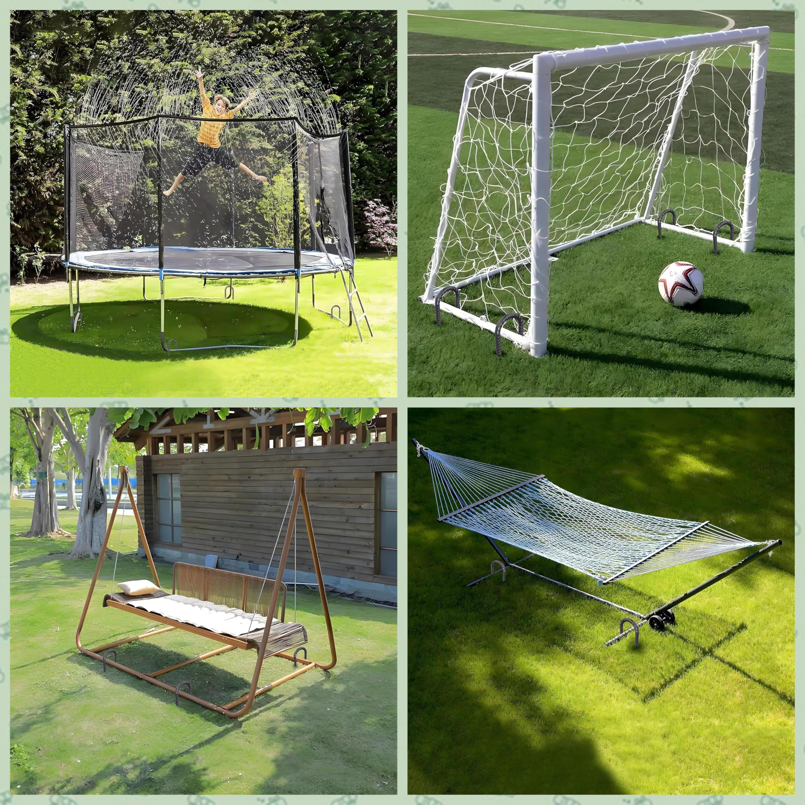 Heavy Duty Ground Stakes - U-Shaped Rebar Anchors for Trampoline, Tent & Tarp