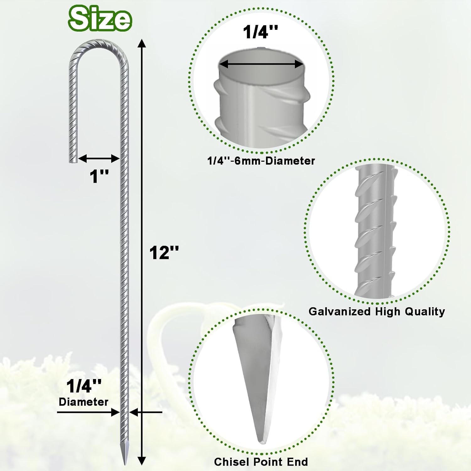 VVOKGO 12-Inch J-Hook Tent Stakes: Heavy Duty Galvanized Ground Anchors for Camping & Outdoor
