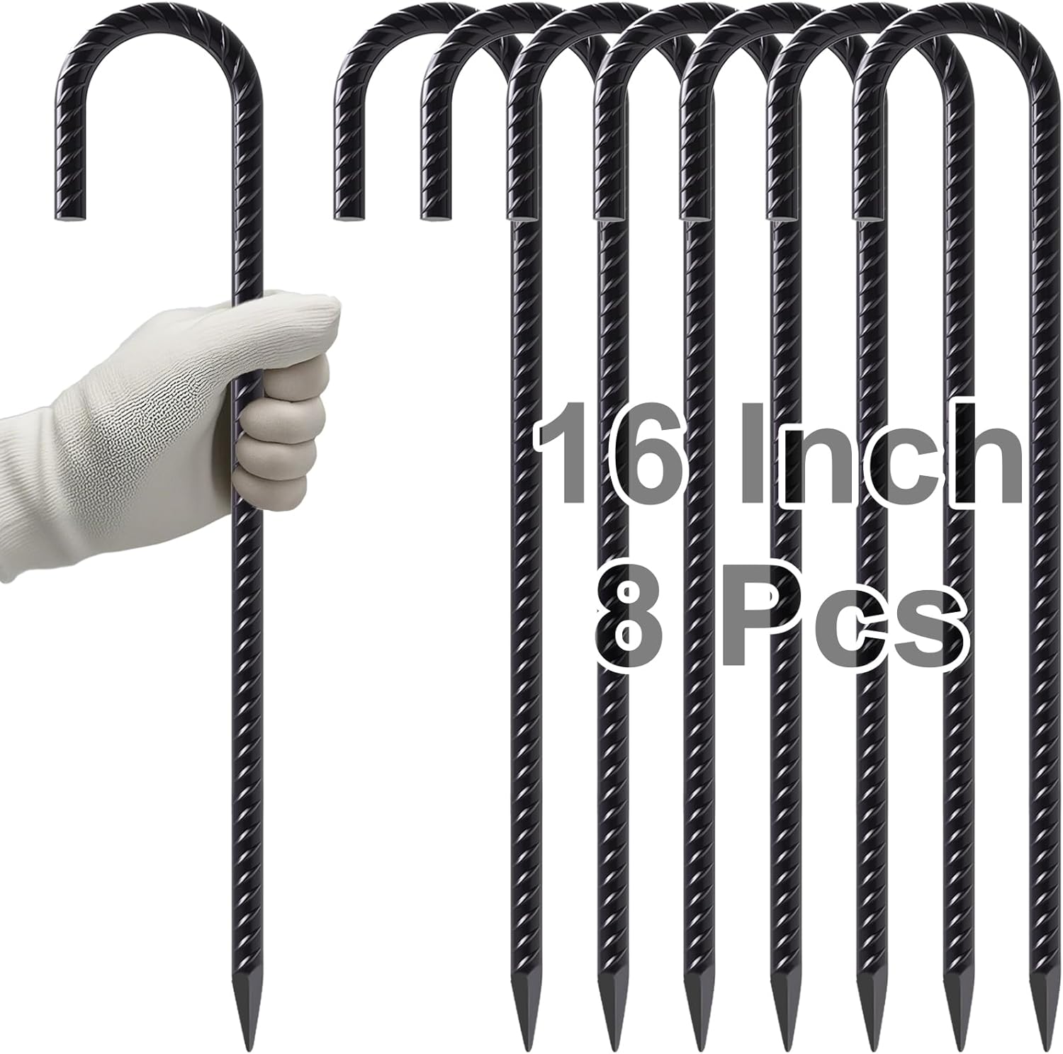 VVOKGO Rebar Stakes 16 Inches J Hook Heavy Duty Chain Link Fence Stakes