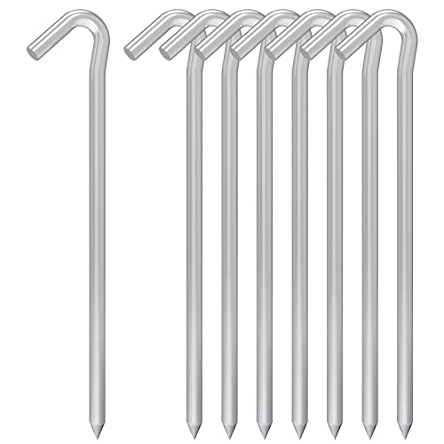 VVOKGO 9 Inches 8 Pack Heavy Duty Tent Stakes, Metal Ground Stakes for Camping, Garden or Inflatable, Galvanized Steel Pegs for Yard and Outdoor Decorations