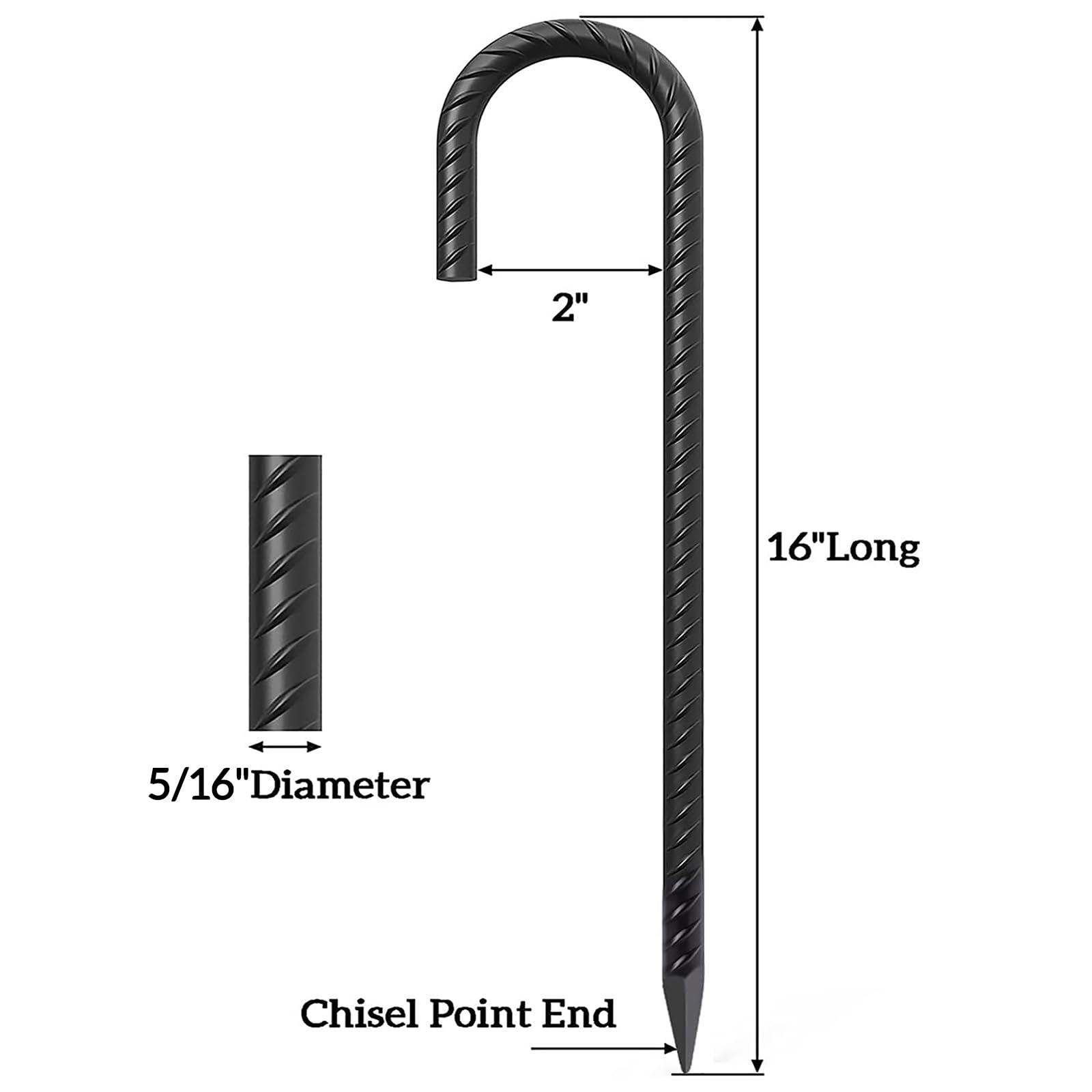 VVOKGO Rebar Stakes 16 Inches J Hook Heavy Duty Chain Link Fence Stakes