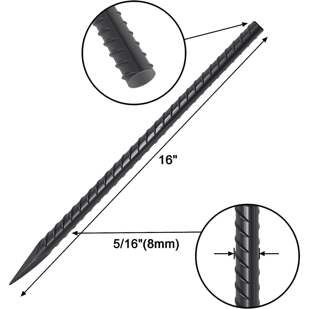 VVOKGO 16 Inch Rebar Stakes - 5/16" Heavy Duty Straight Steel Spikes