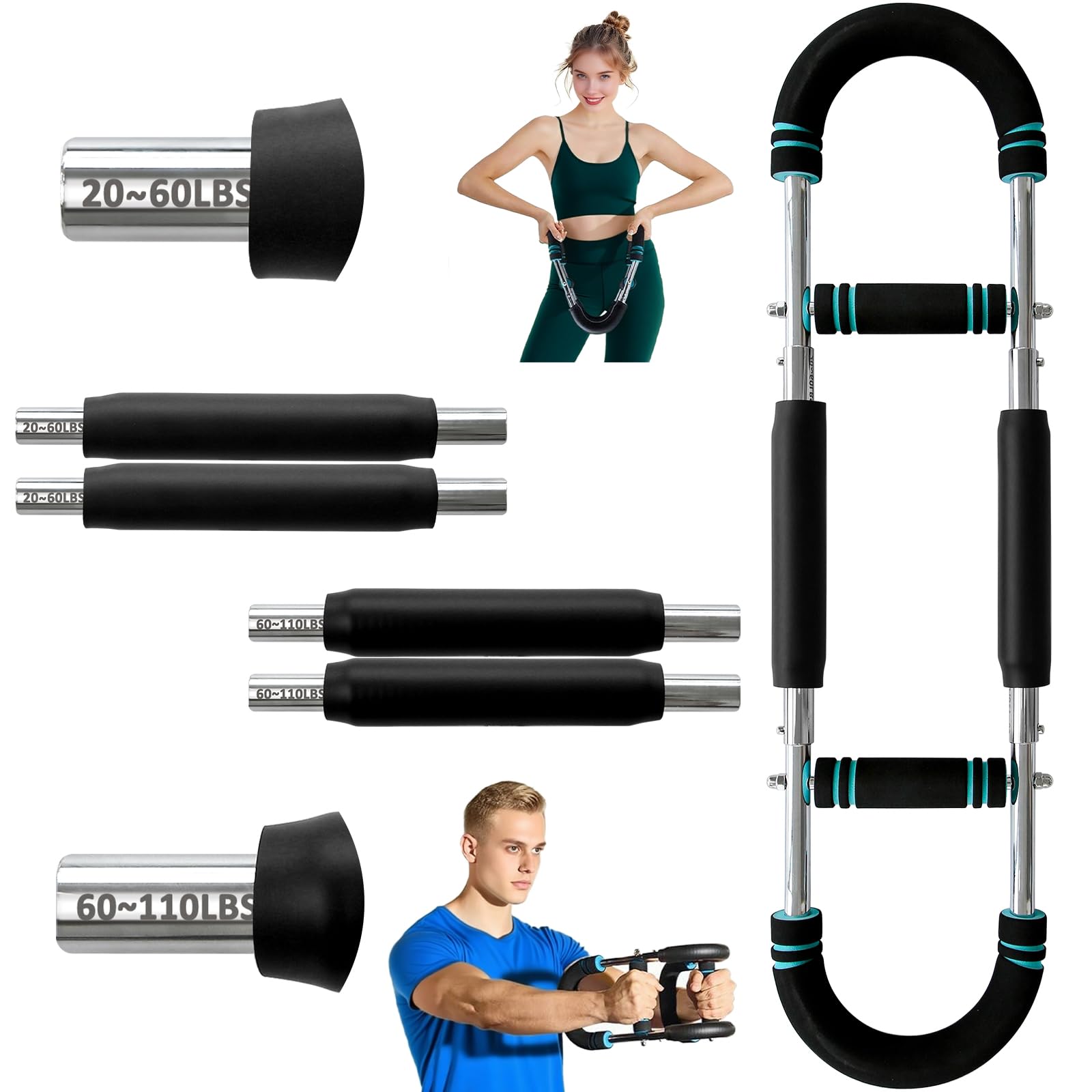VVOKGO Twister Arm Trainer for Men & Women with 4 Spring, 20-110lb Adjustable Chest