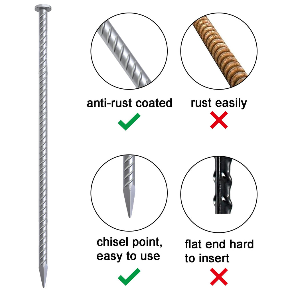 VVOKGO 12 Inch Asphalt Anchoring Spikes - 1/2" Galvanized Steel Rebar Stakes