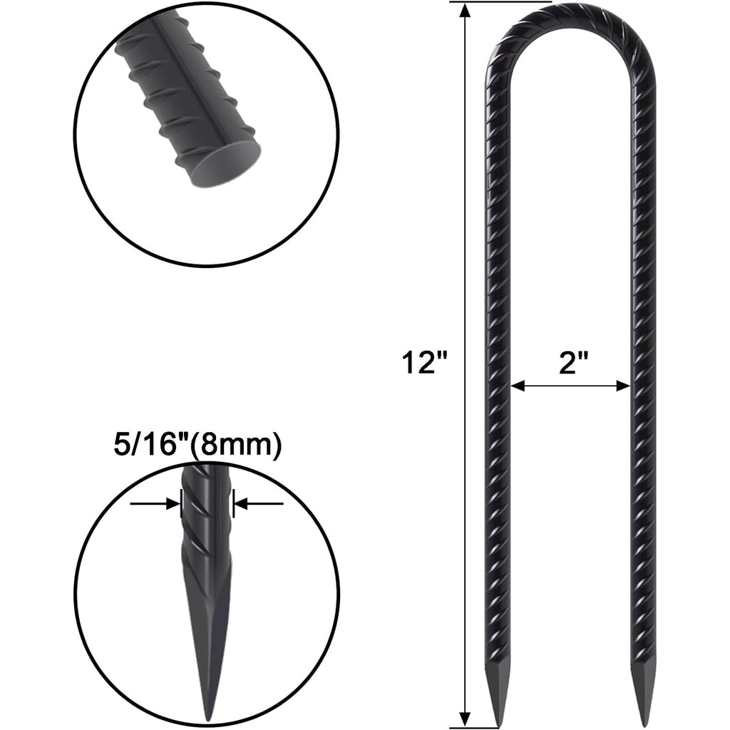VVOKGO Trampoline Stakes 12 Inches Anchors High Wind Heavy Duty, 8-Pack U Shaped Tie Down