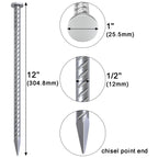 VVOKGO 12 Inch Asphalt Anchoring Spikes - 1/2" Galvanized Steel Rebar Stakes
