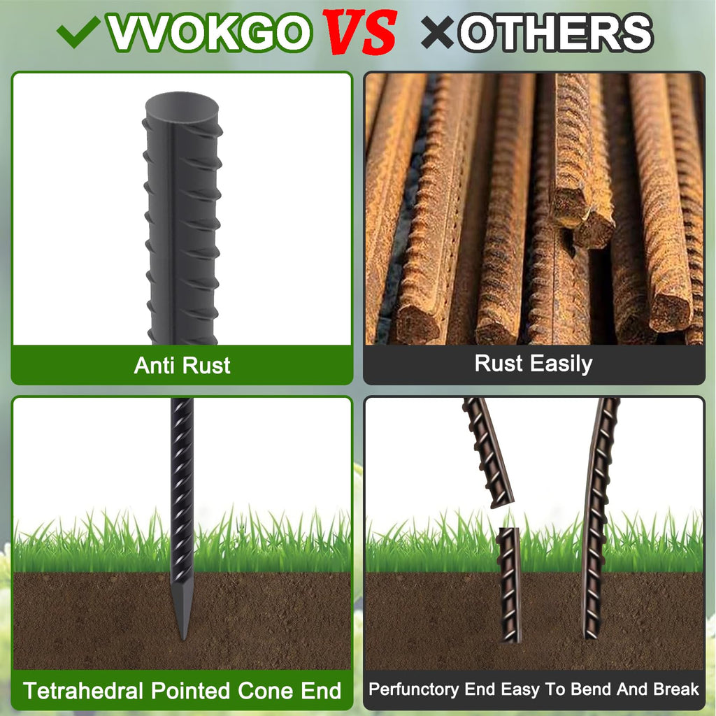 VVOKGO Rebar Stakes 48 Inch Concrete Form Stakes Heavy Duty Straight Ground