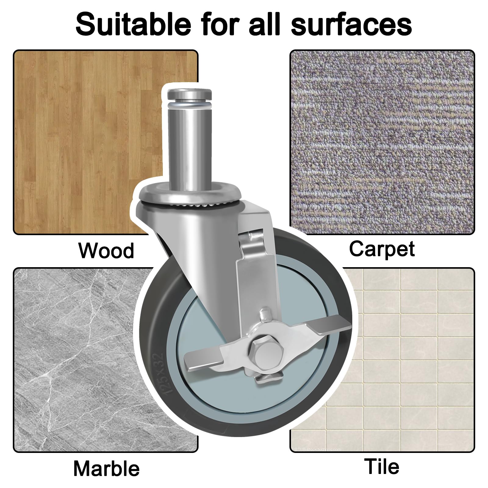 VVOKGO Caster Wheels 5" Locking Stem Casters 