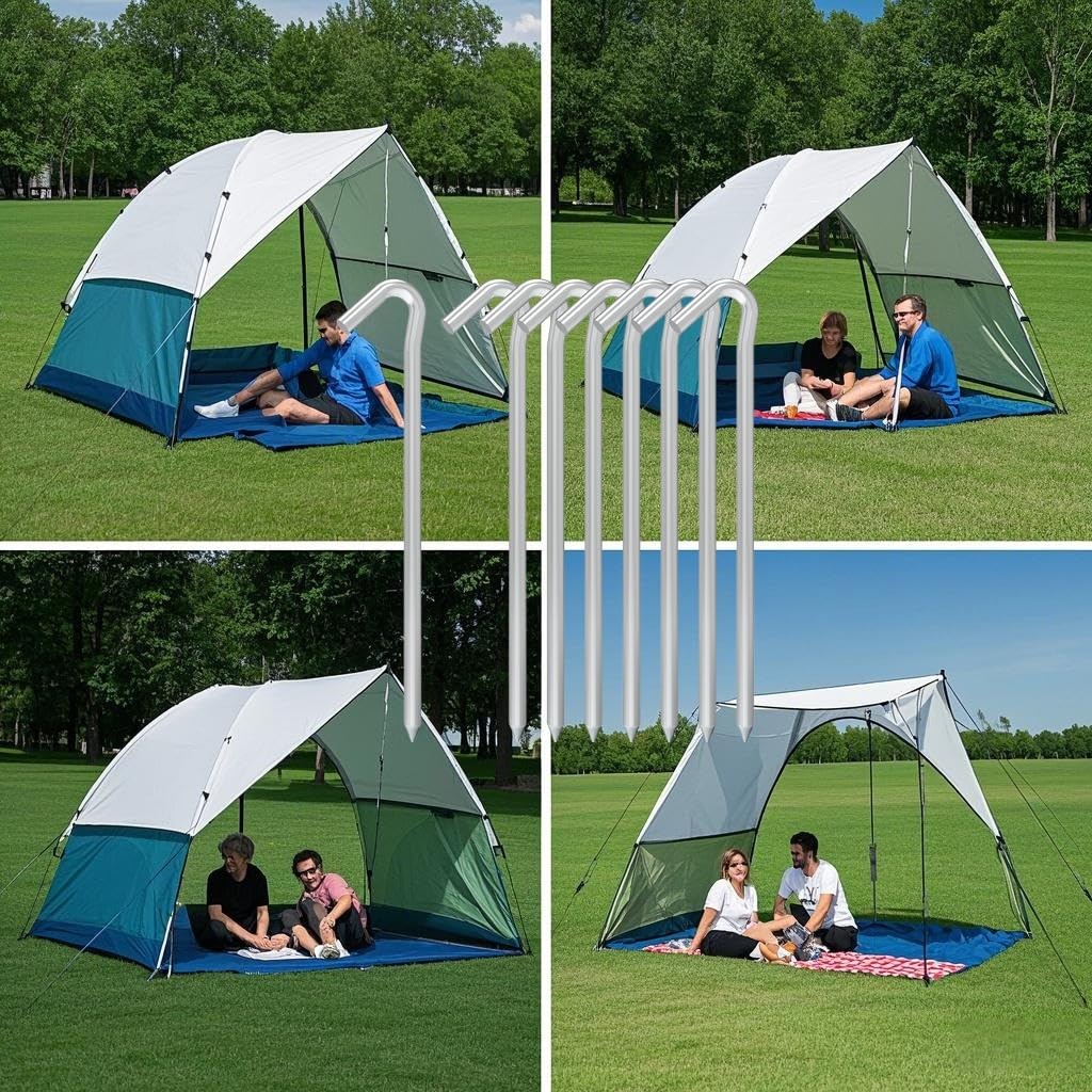 VVOKGO 9 Inches 8 Pack Heavy Duty Tent Stakes, Metal Ground Stakes for Camping, Garden or Inflatable, Galvanized Steel Pegs for Yard and Outdoor Decorations