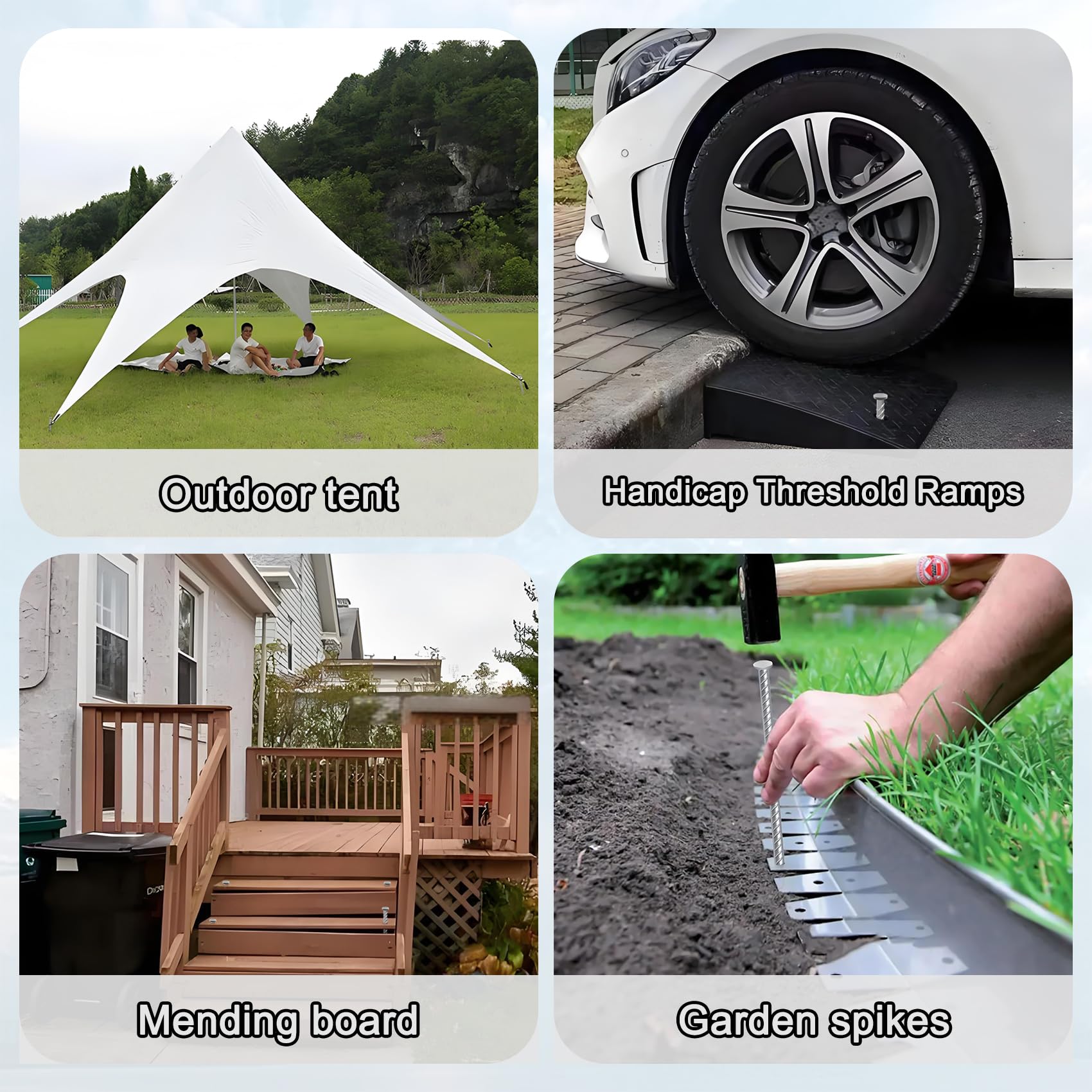  16 Inch Asphalt Anchoring Spikes - 1/2" Heavy Duty Galvanized Steel Rebar Stakes