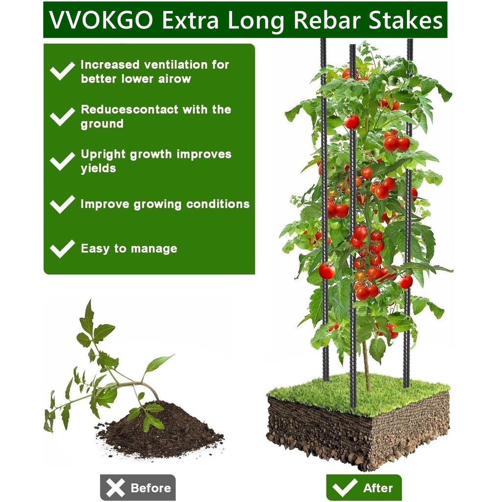 VVOKGO Rebar Stakes 48 Inch Concrete Form Stakes Heavy Duty Straight Ground
