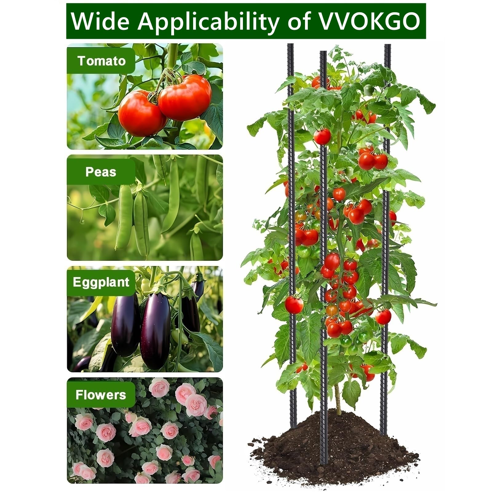 VVOKGO 36" Rebar Stakes - 3/8 Inch Diameter Ground Spikes