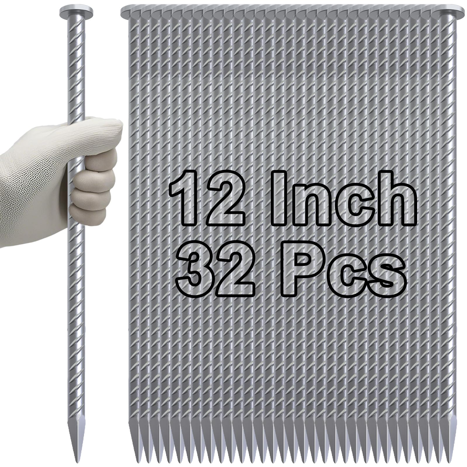 VVOKGO 12 Inch Asphalt Anchoring Spikes - 1/2" Galvanized Steel Rebar Stakes