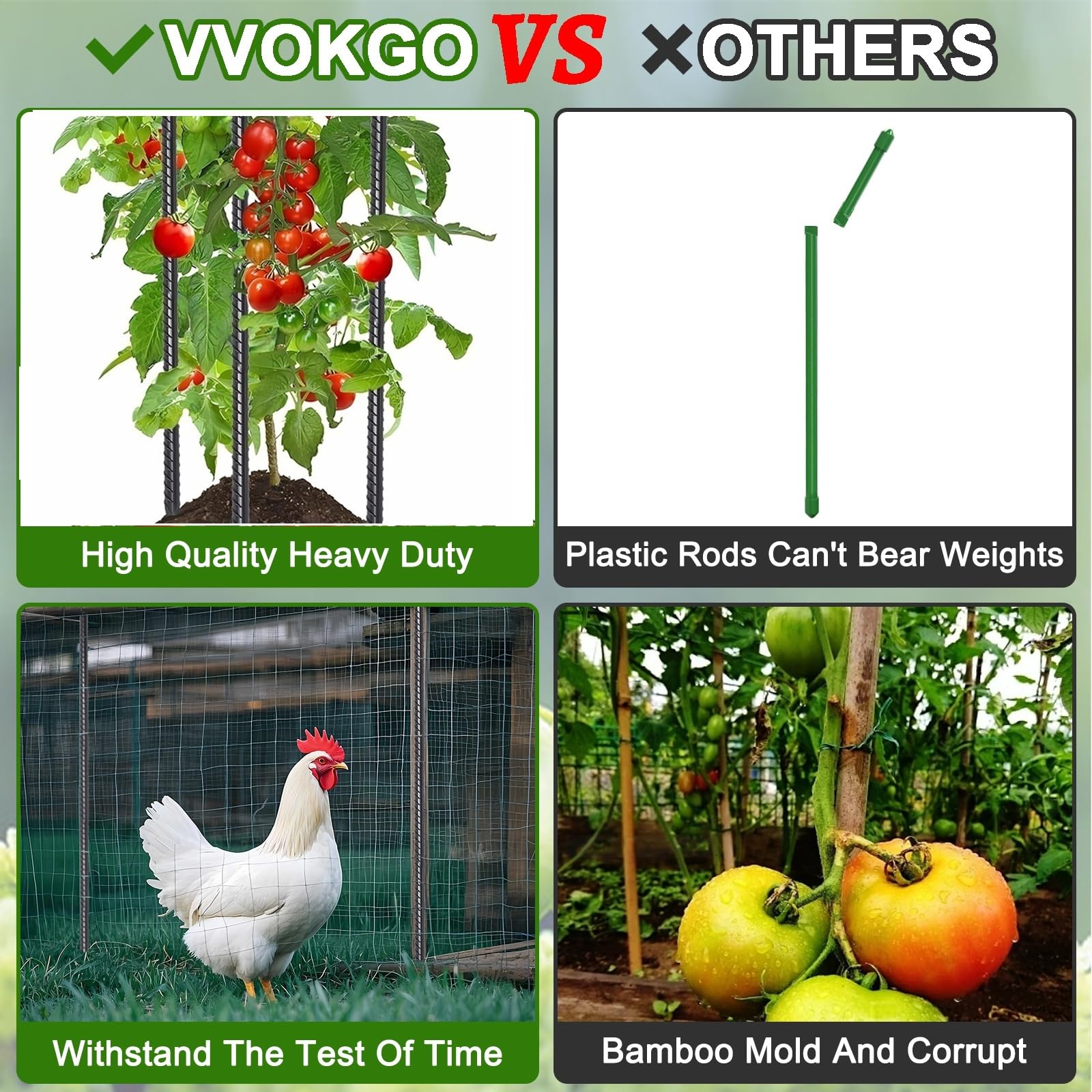 VVOKGO Rebar Stakes 48 Inch Concrete Form Stakes Heavy Duty Straight Ground