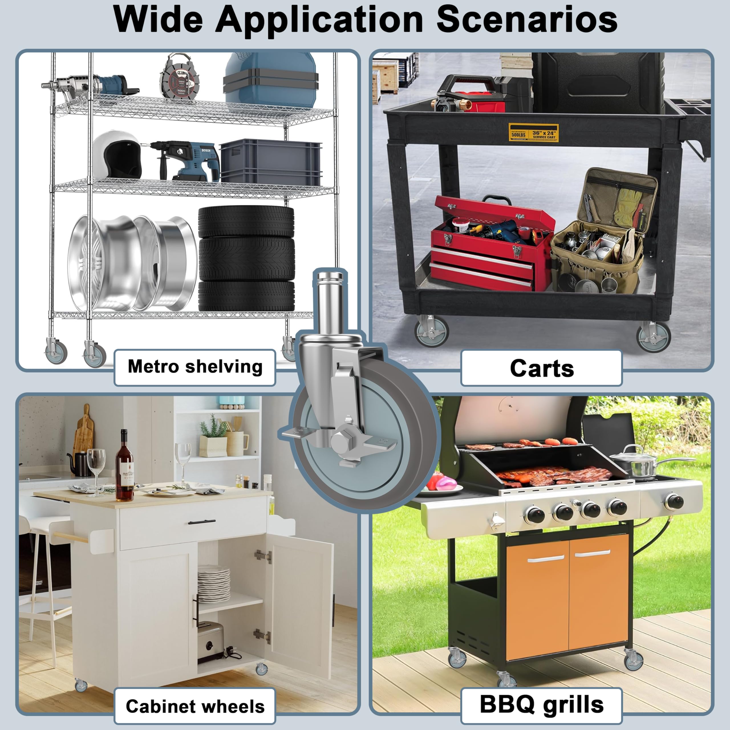 VVOKGO Caster Wheels 5" Locking Stem Casters 